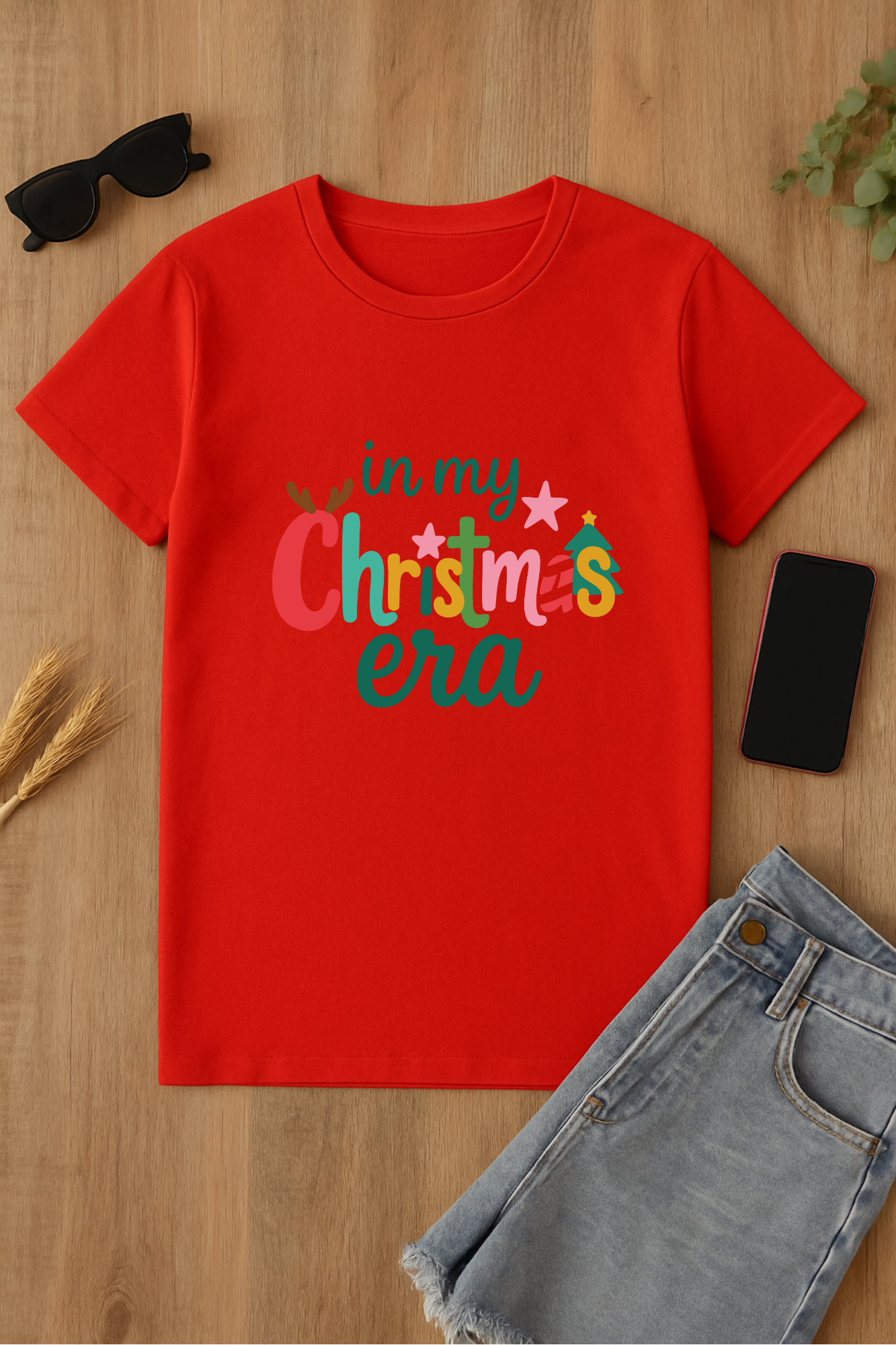 Camiseta roja navideña