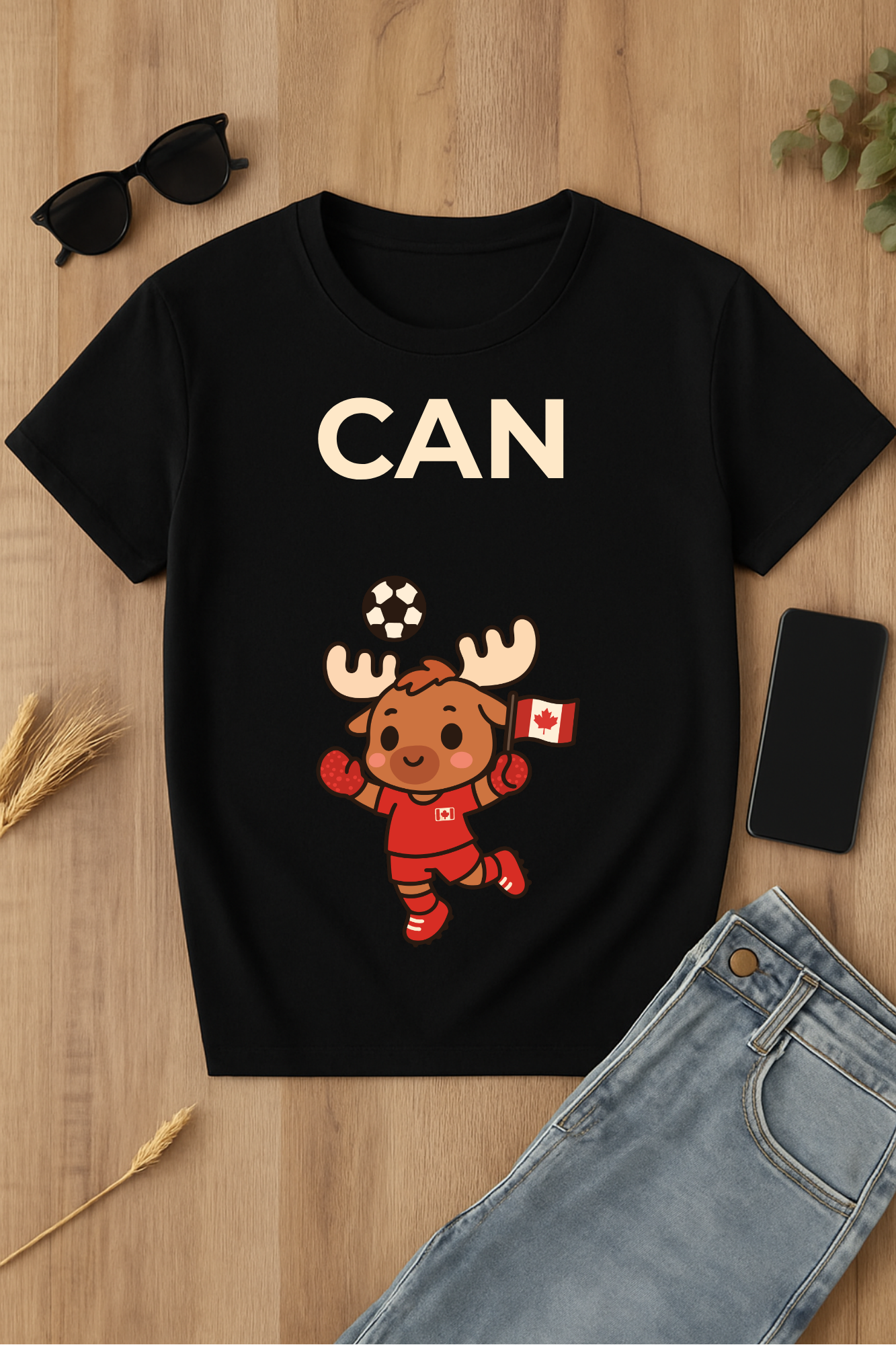 Camiseta CAN con alce futbolista