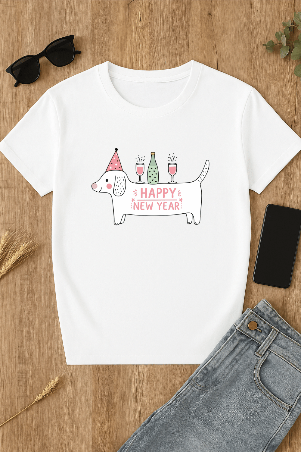 Camiseta de Año Nuevo con perro
