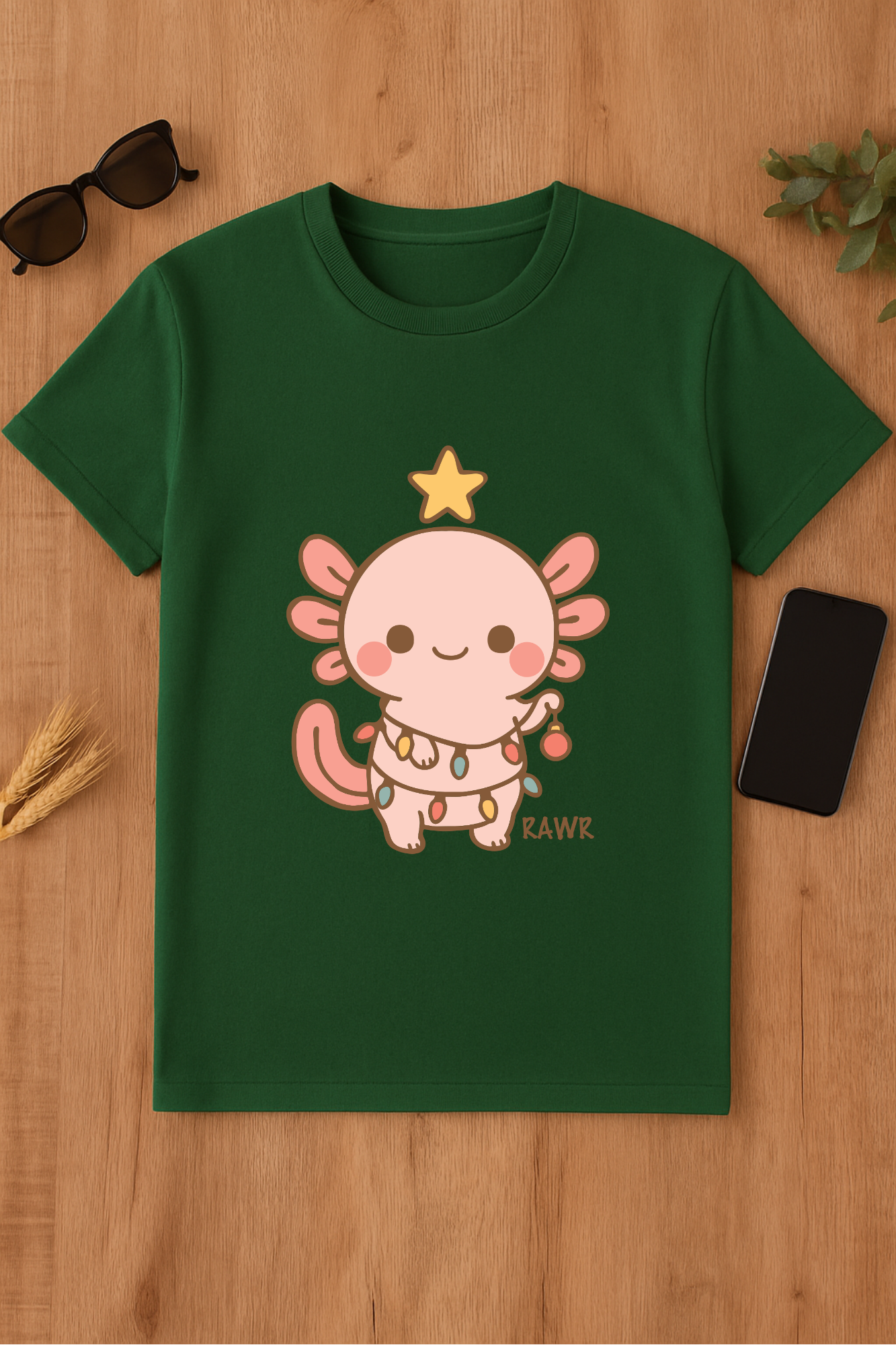 Camiseta verde con dibujo de ajolote