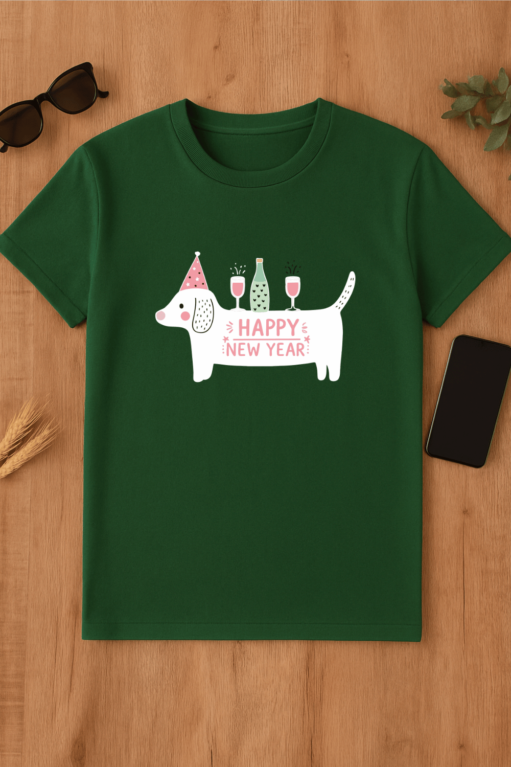 Camiseta de Año Nuevo con perro