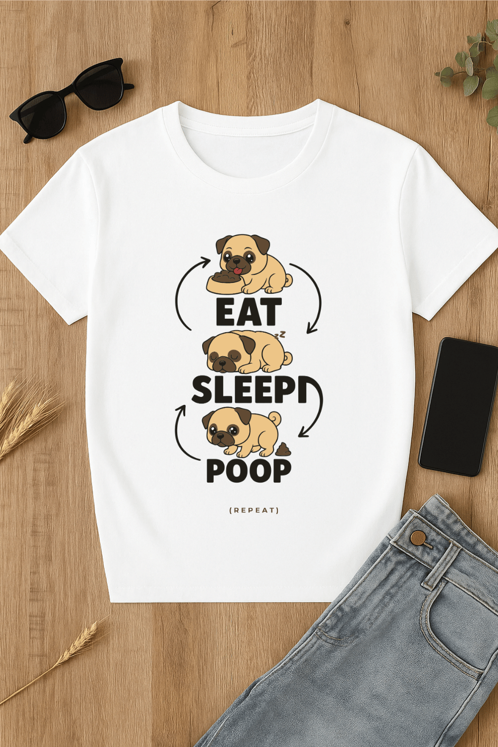 Camiseta con diseño de pug