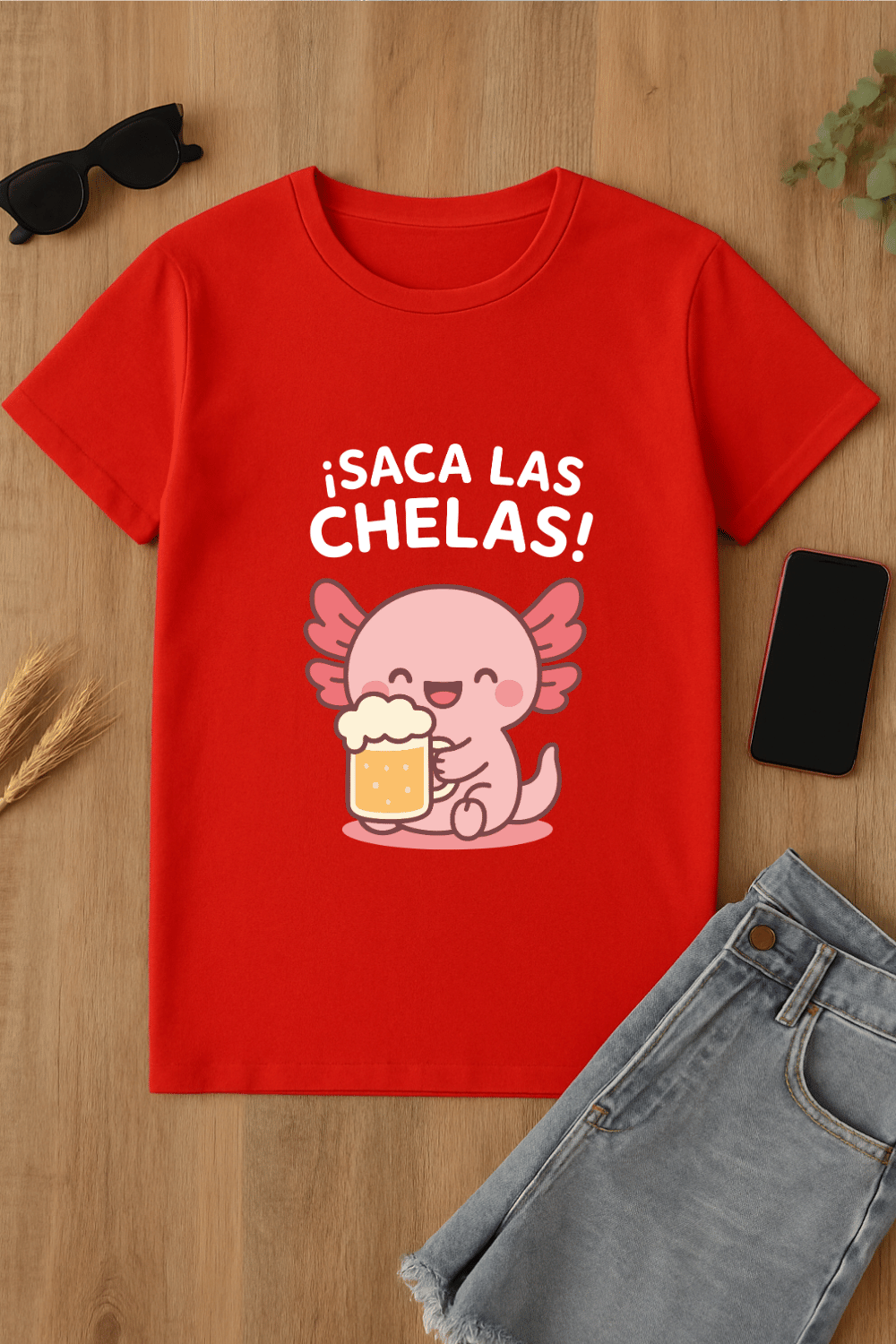 Camiseta roja 'Saca las chelas'