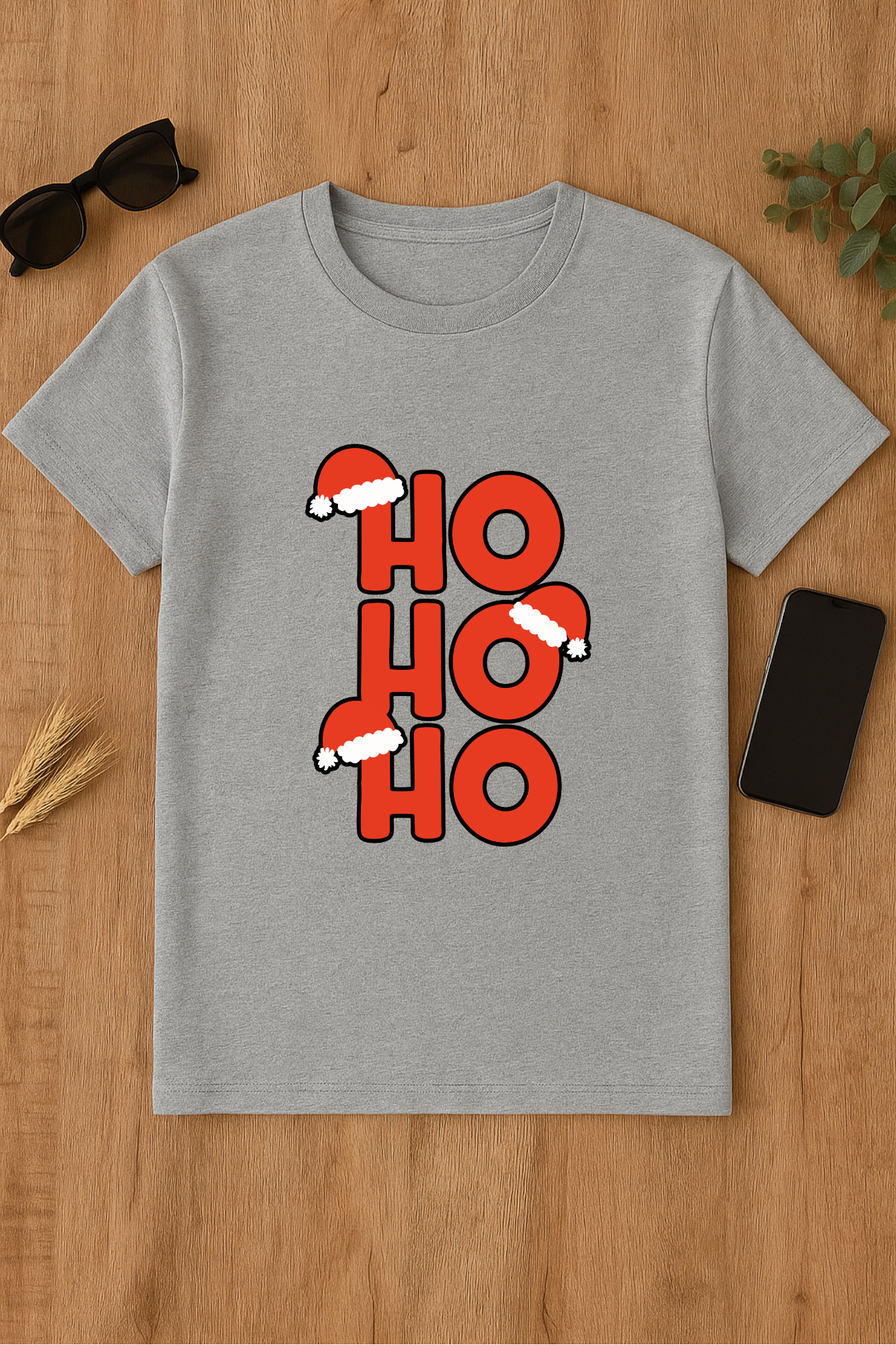 Camiseta gris navideña