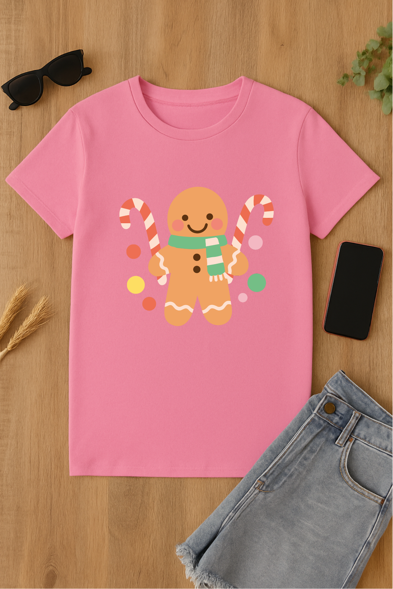Camiseta rosa de muñeco de jengibre