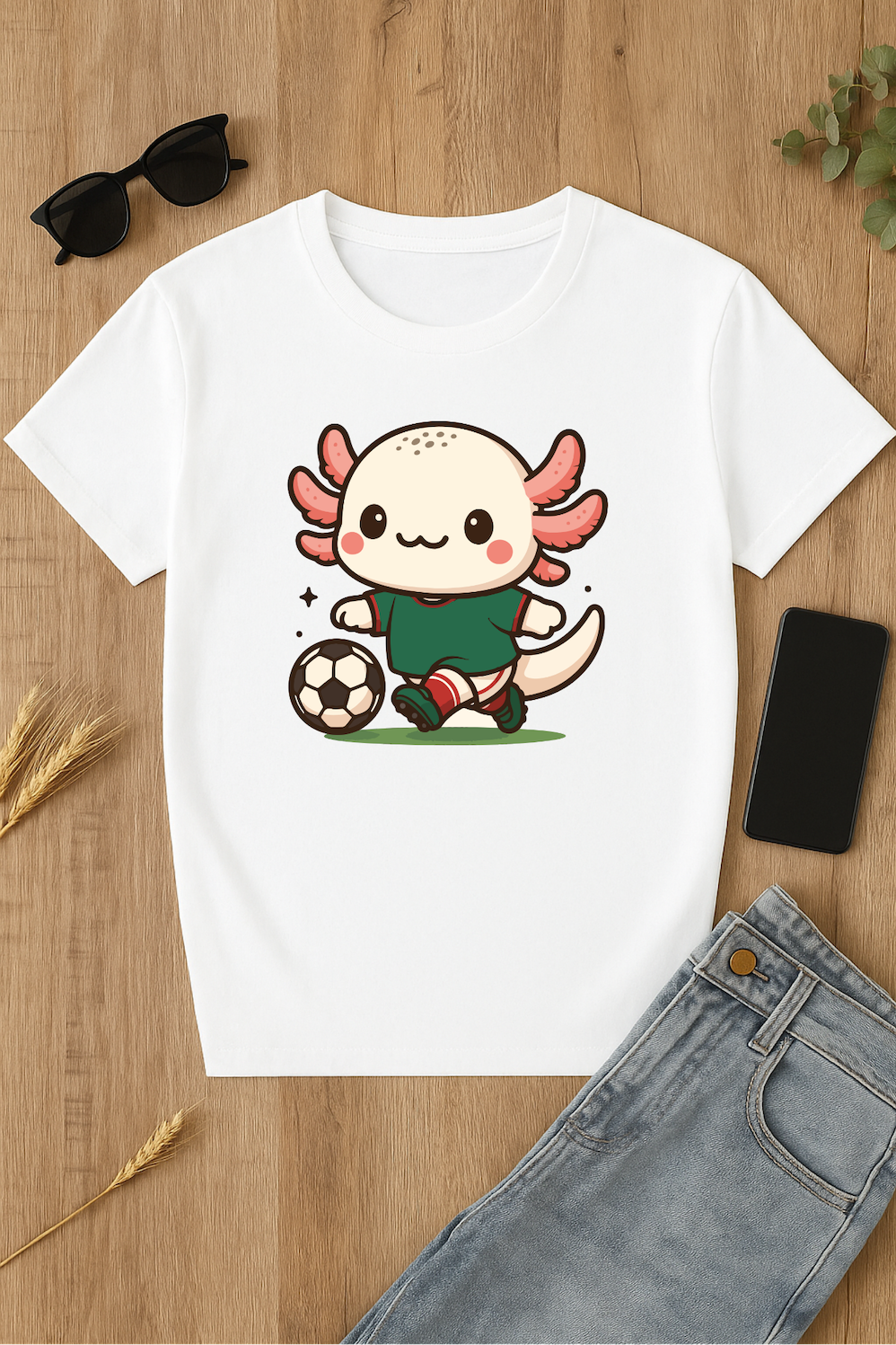 Camiseta de axolote futbolista