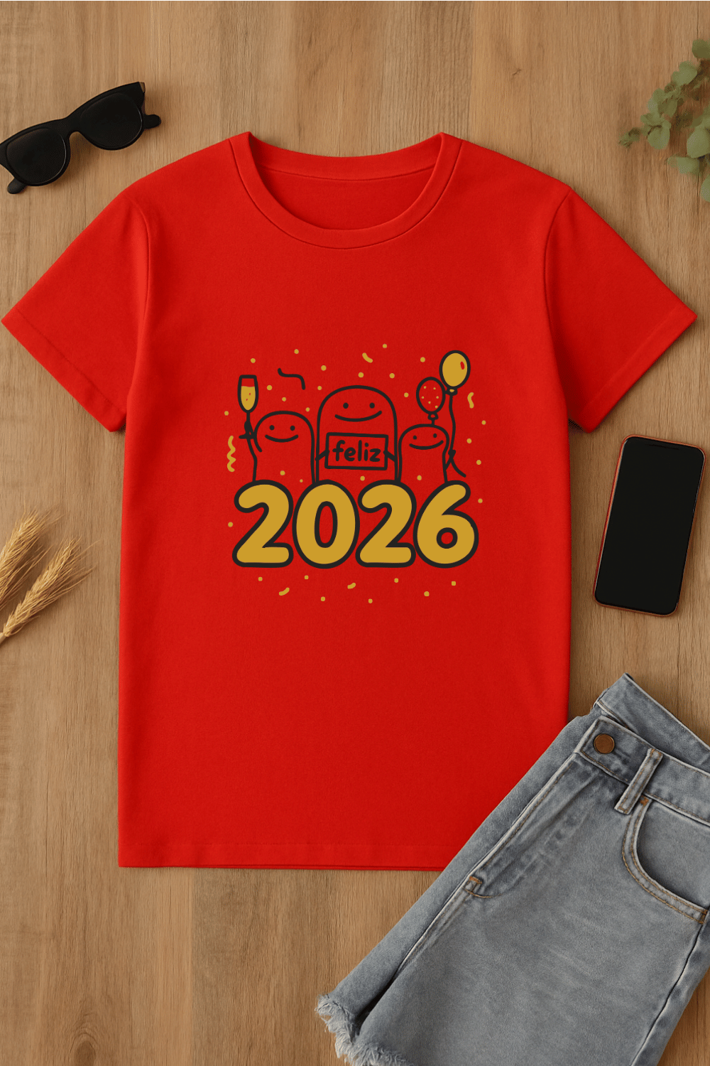 Camiseta roja 'Feliz 2026'