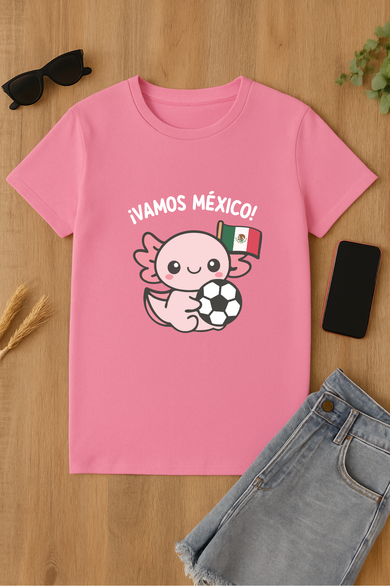 Camiseta rosa de axolote futbolista