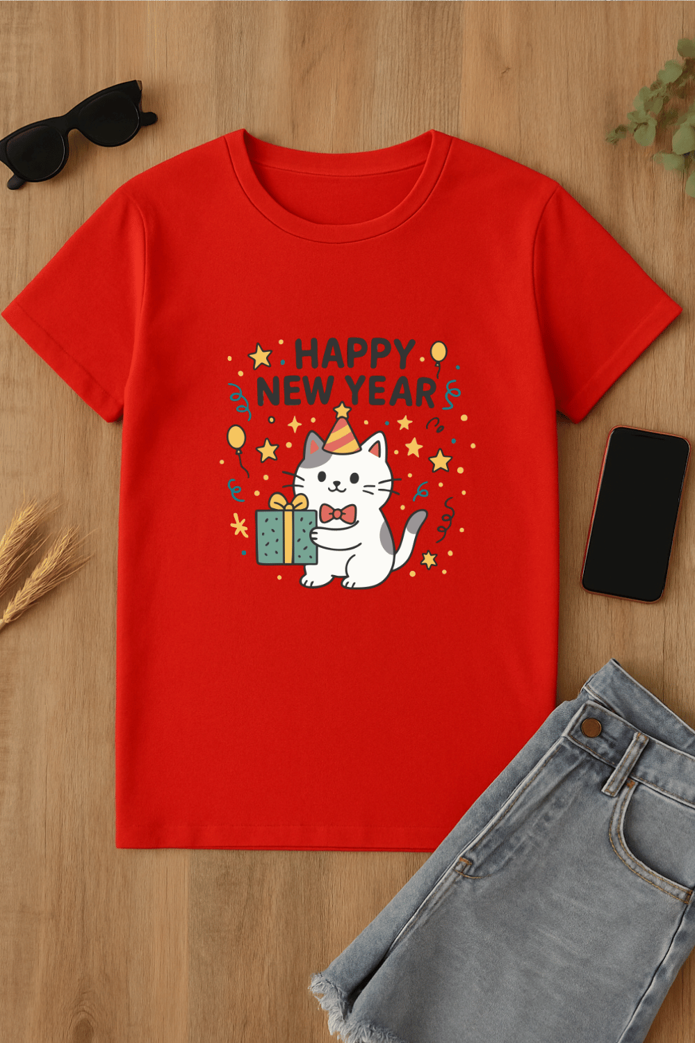 Camiseta de gato de Año Nuevo