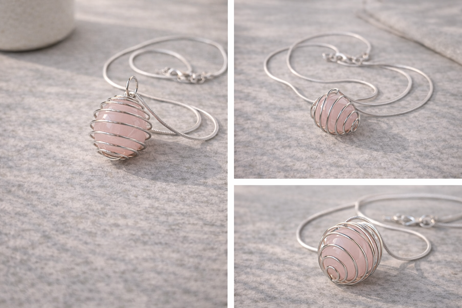 Colier Spirala iubirii – Talisman Cuarț Roz