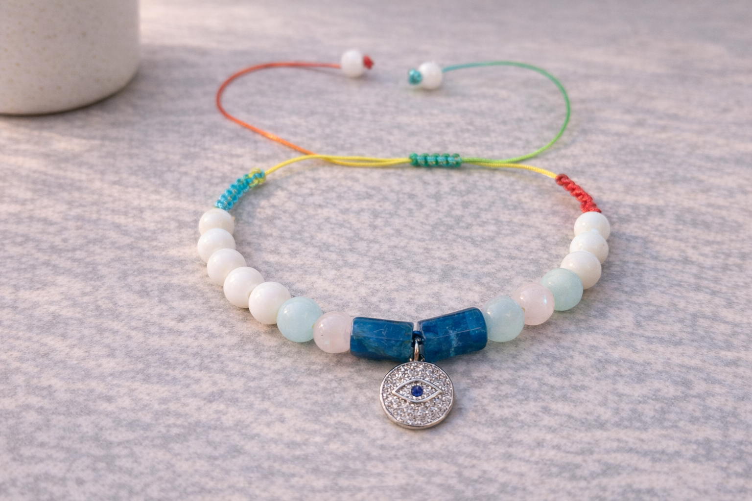 Brățară Protecție Celestă – Talisman cu Apatit, Cuarț Roz si Agate