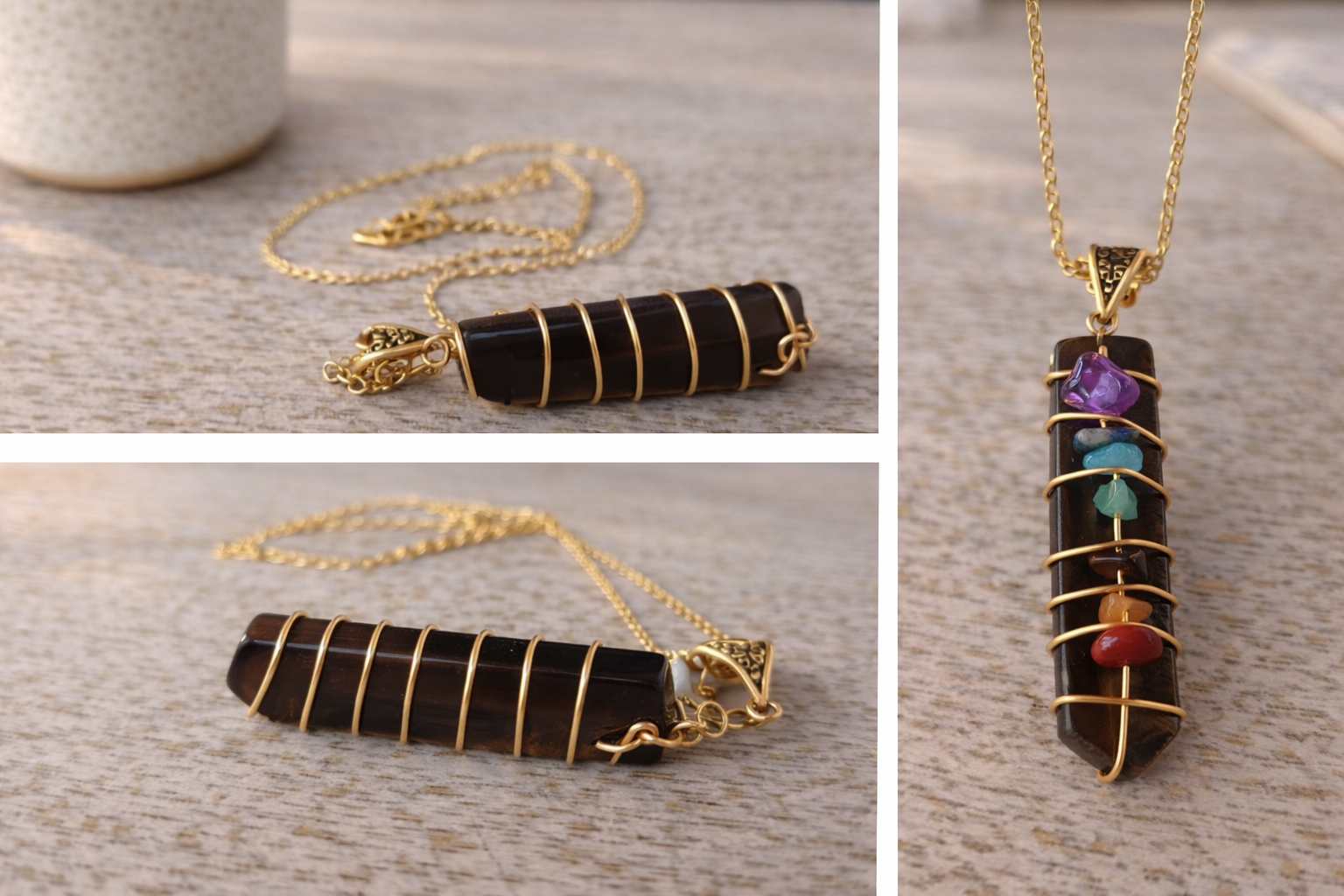 Colier Armonia celor 7 Chakre – Talisman Ochi de Tigru