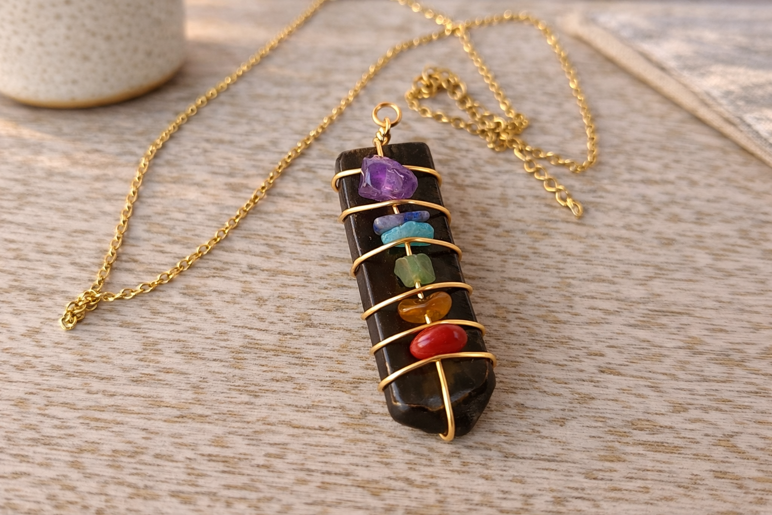 Colier Armonia celor 7 Chakre – Talisman Ochi de Tigru