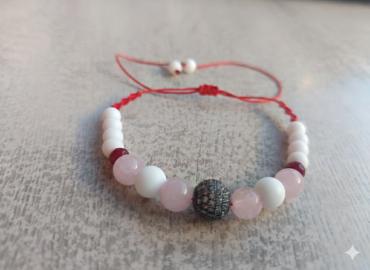 Brățară Lumina Cristalelor – Talisman cu Cuarț Roz și Agate