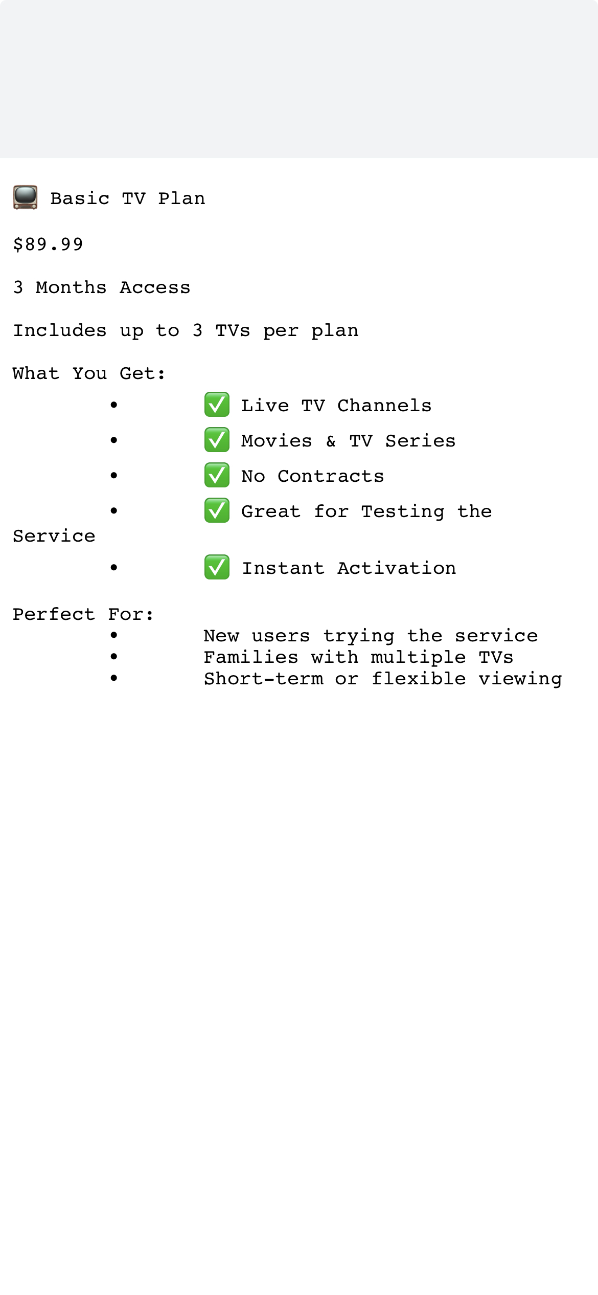 Basic TV Plan