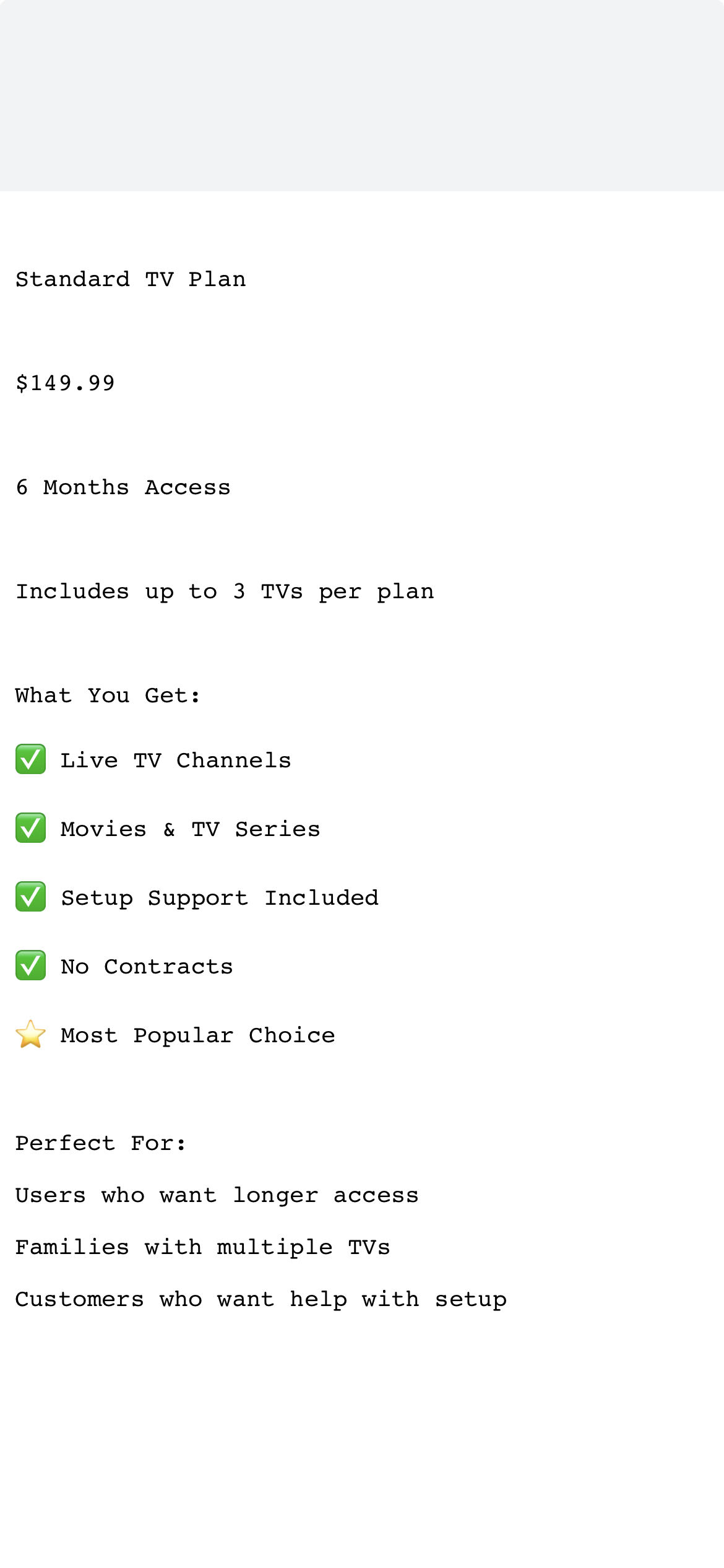 Standard TV Plan