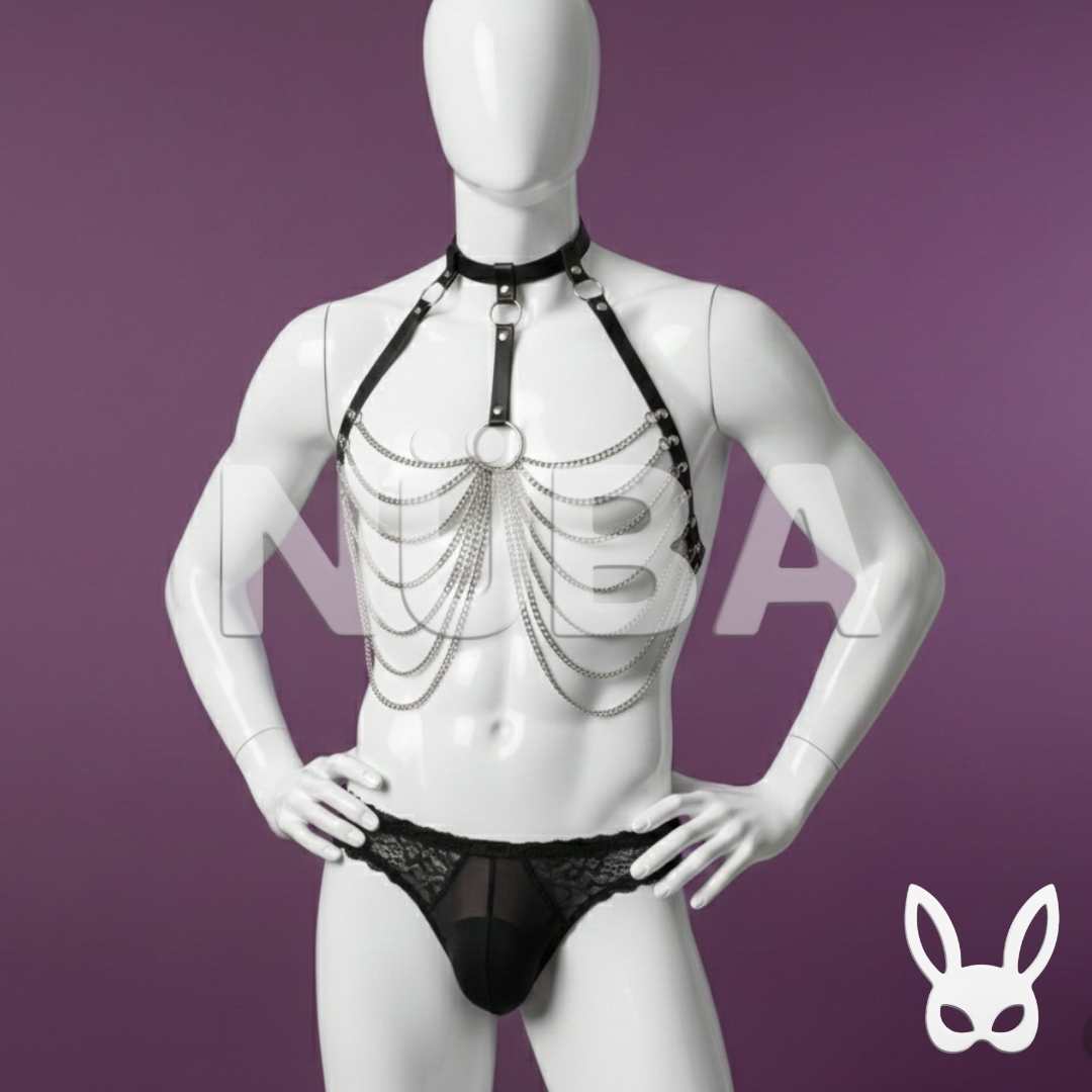 Kit de Arnés de cadenas y lencería negra