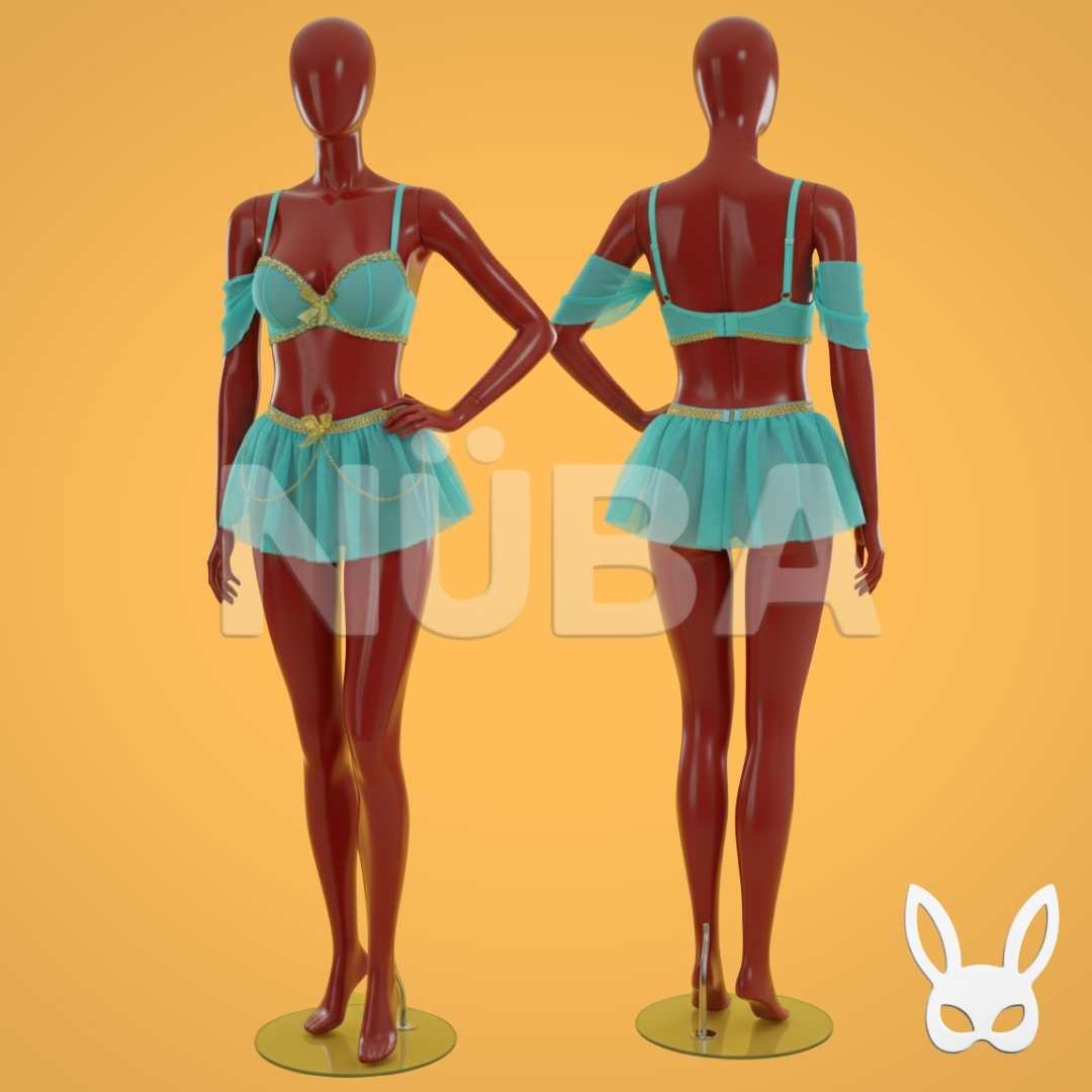 Conjunto de lencería azul turquesa