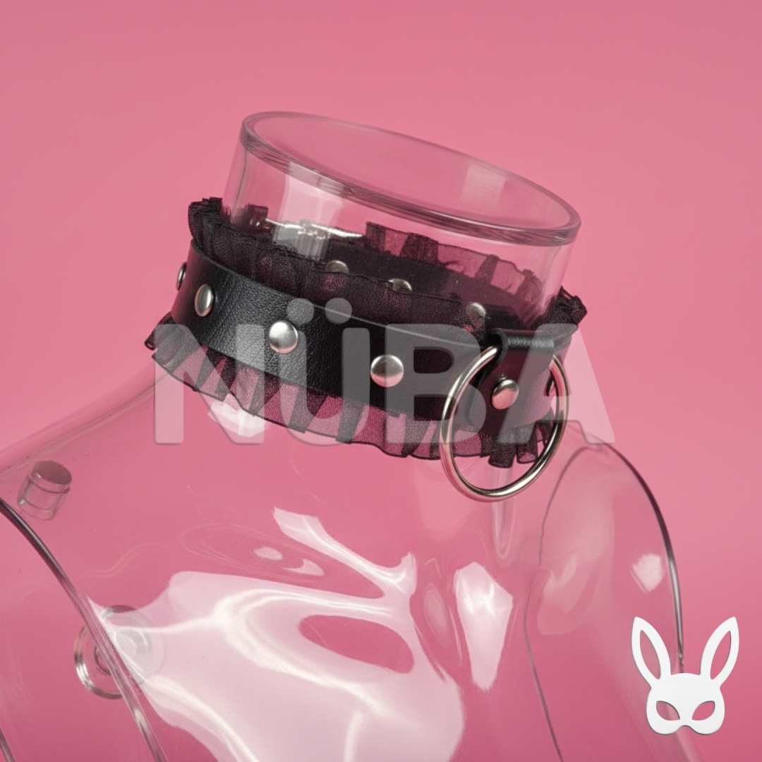 Collar de cuero con anilla