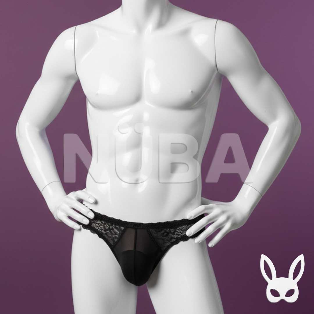 Brasileña de encaje negro para hombre