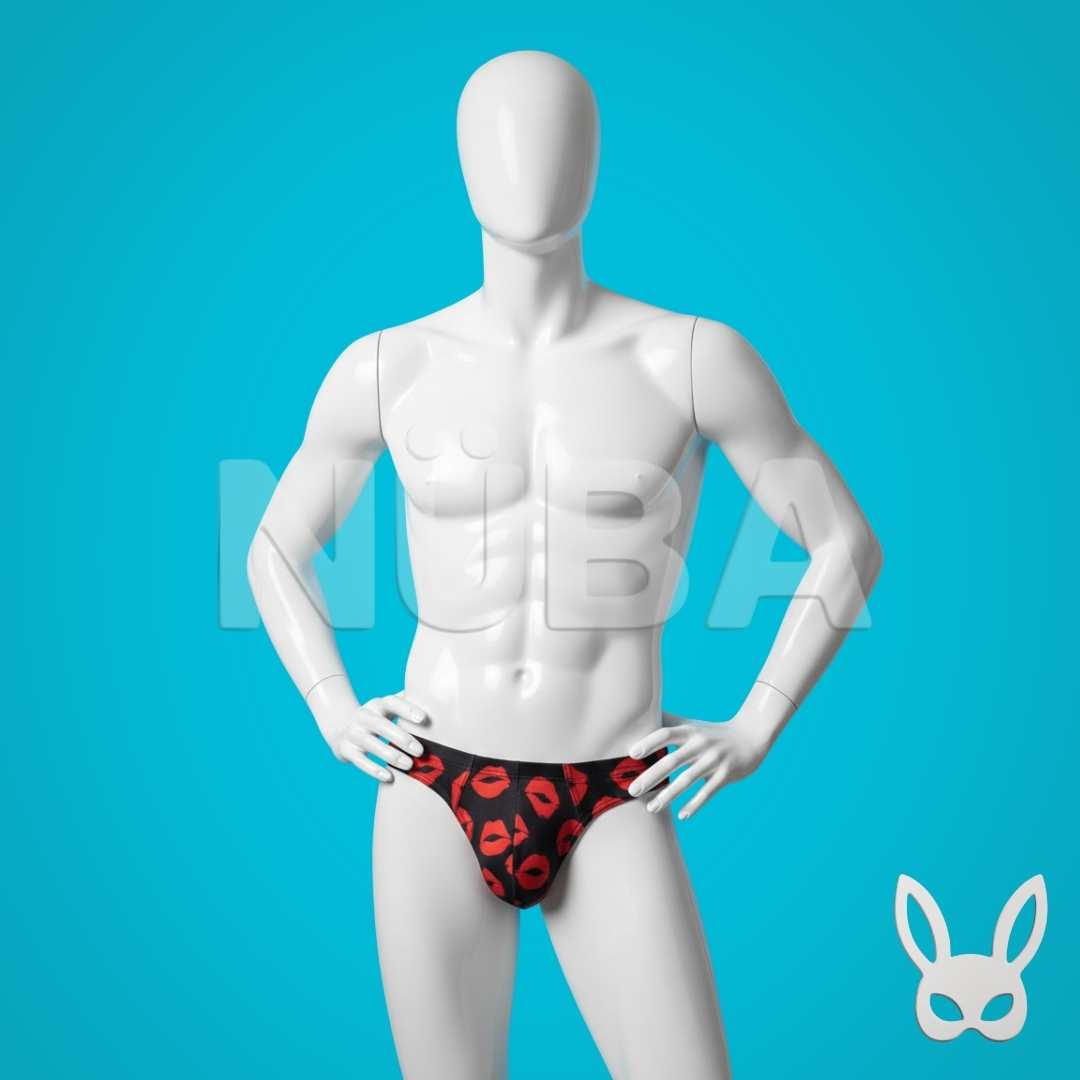 Tanga masculina con estampado de labios