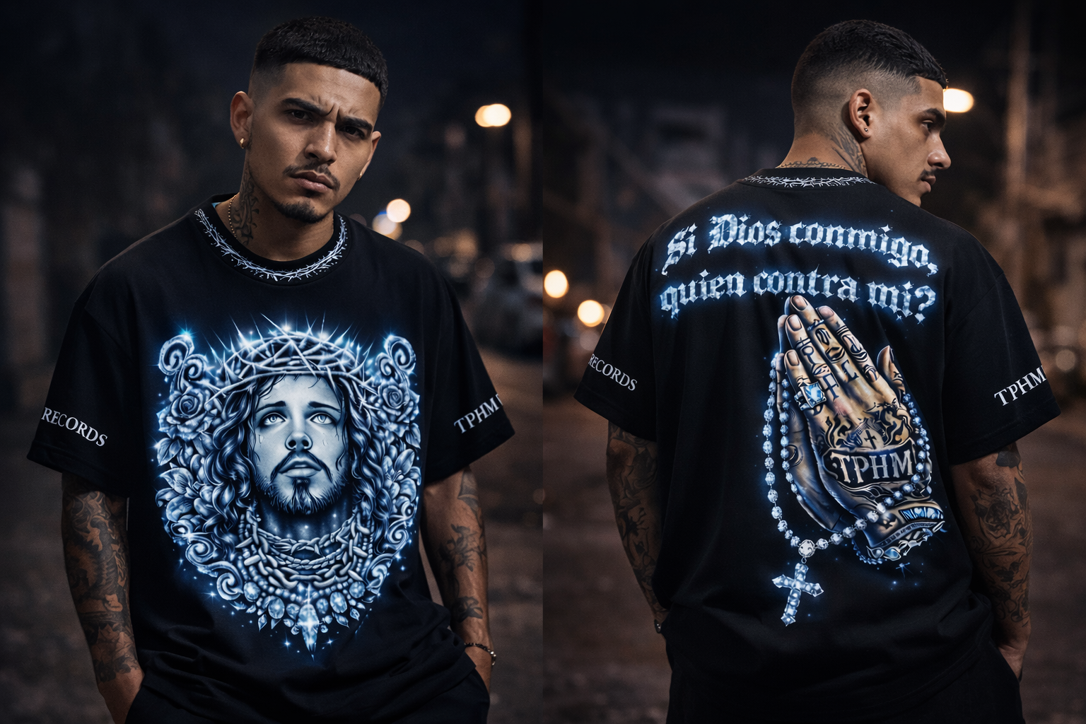 Playera T-shirt negra Unisex Bendecido exclusiva Oficial de la TPHM 