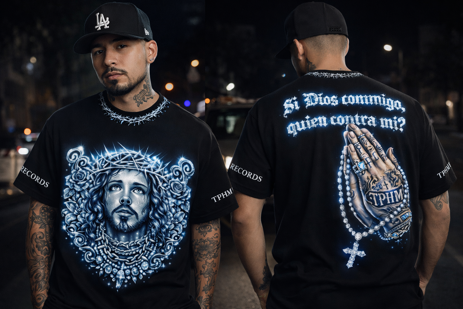 Playera T-shirt negra Unisex Bendecido exclusiva Oficial de la TPHM 