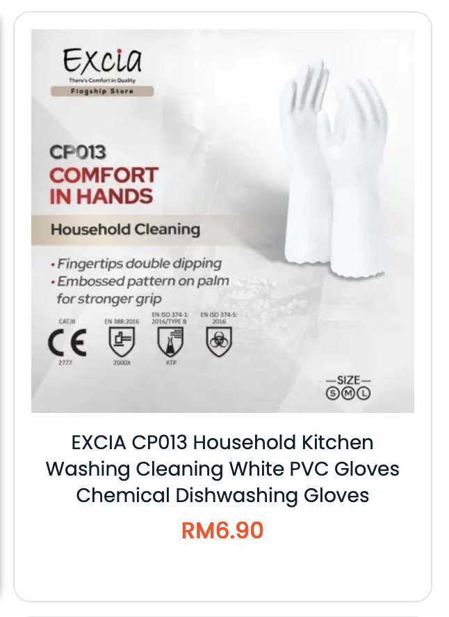 EXCIA CP013 White PVC Gloves