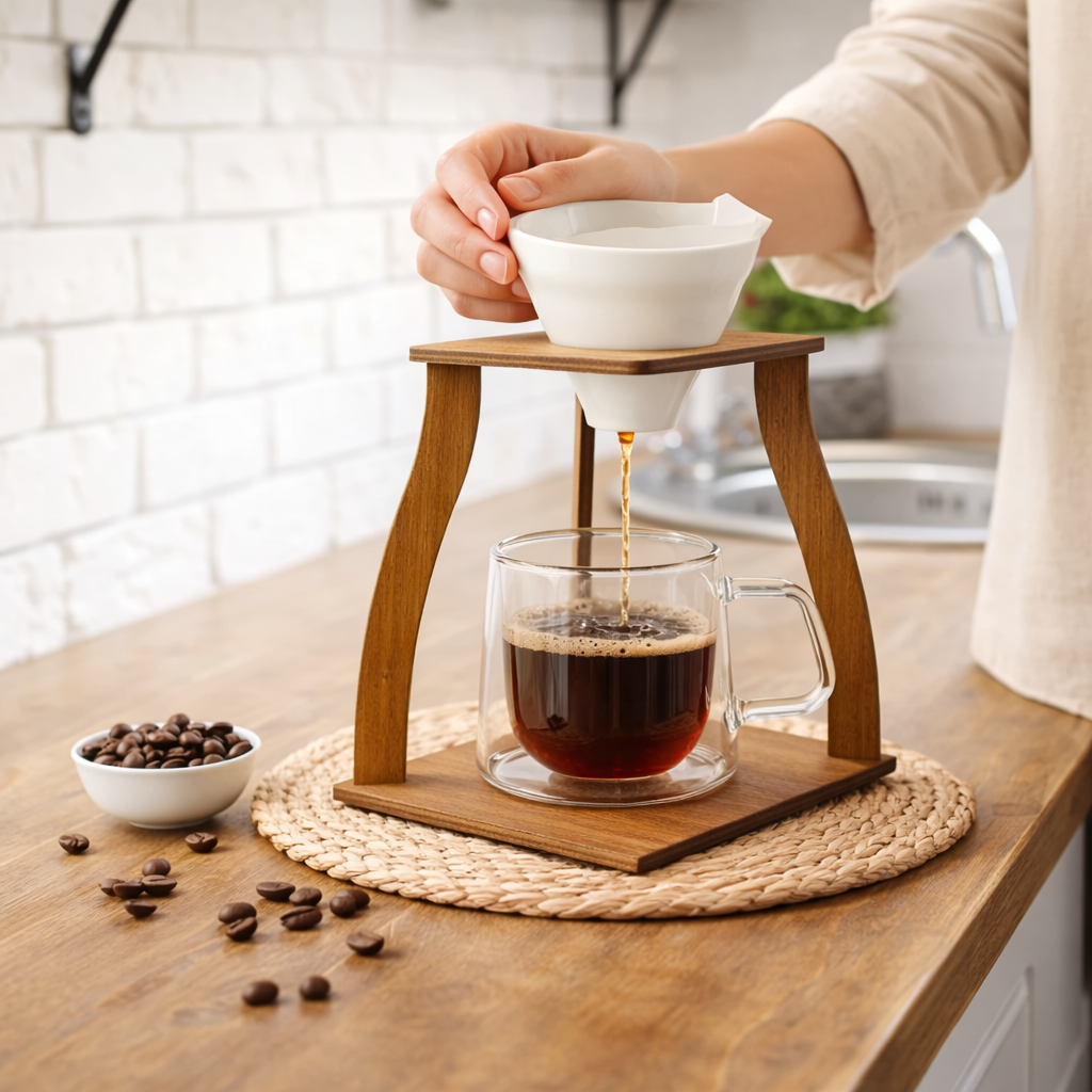Cafeteira Suporte de Madeira/Wooden Coffee Stand
