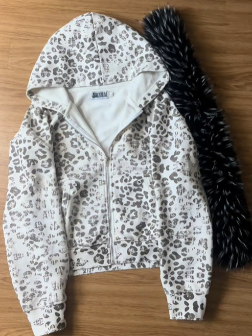 Retro Y2K Unisex Trendy Printed Hooded Zipper Sweatshirt