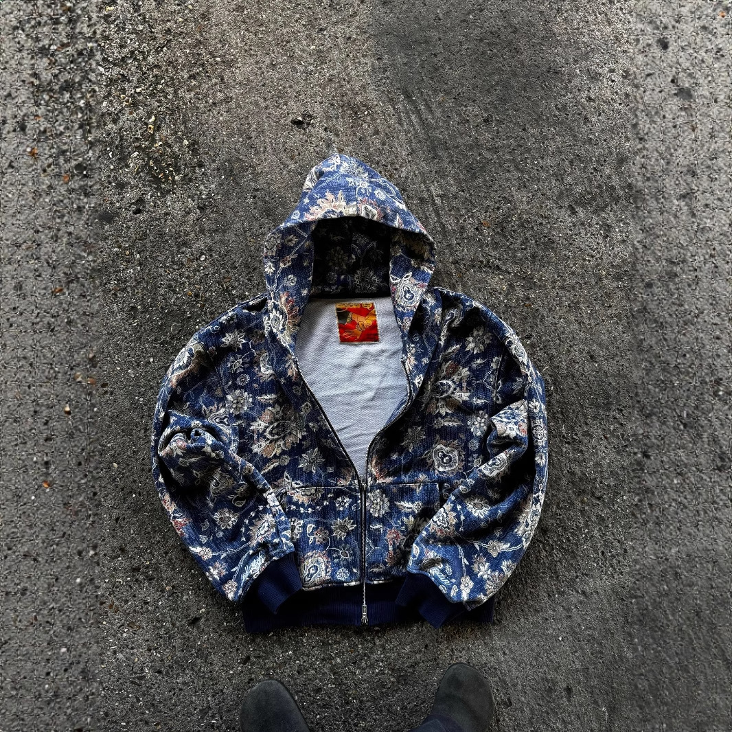 Digital Print Streetwear Vintage Retro Zipper Sweatshirt for Men and Women Hoodie