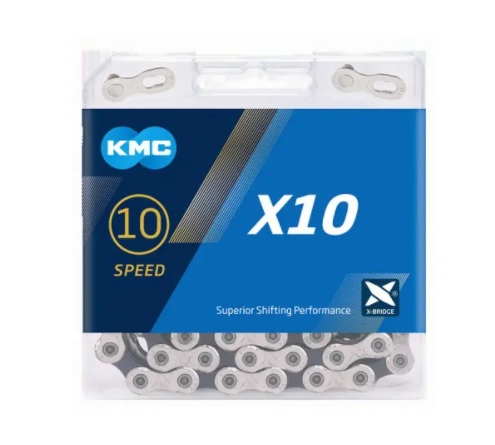 10v Cadena KMC X10 plata/negro