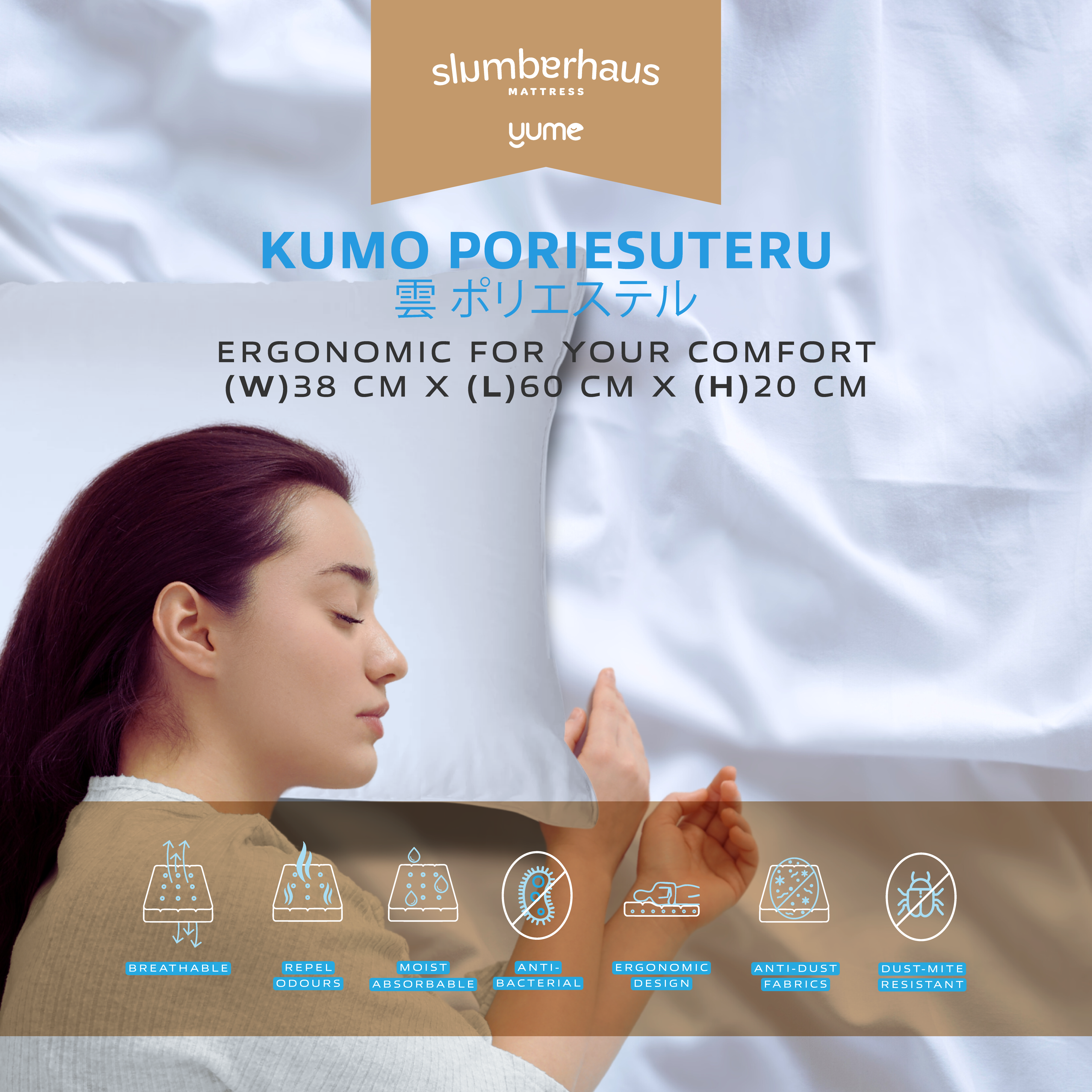 YUME KUMO PORIESUTERU 雲 ポリエステル POLYESTER PILLOW