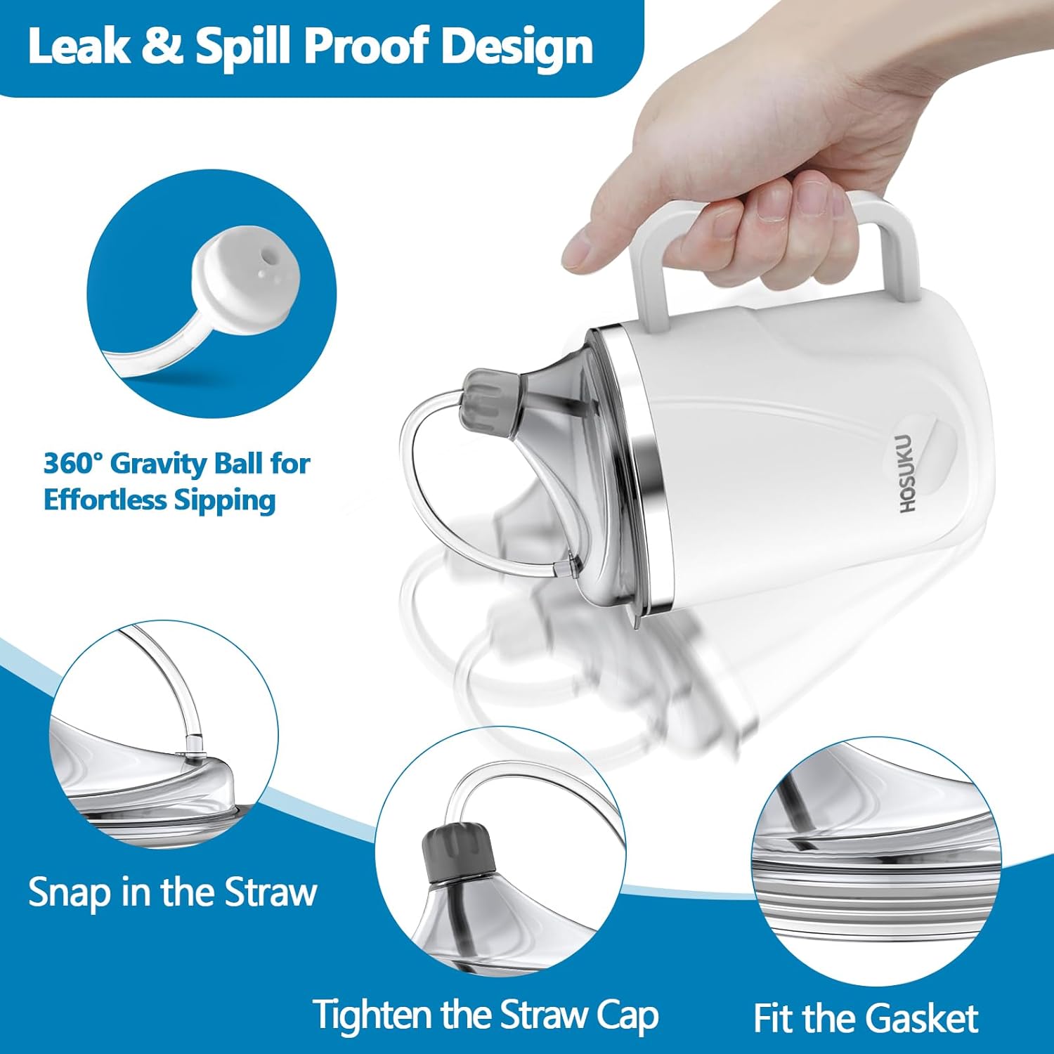 HOSUKU Adult Sippy Cups for Elderly Spill Proof