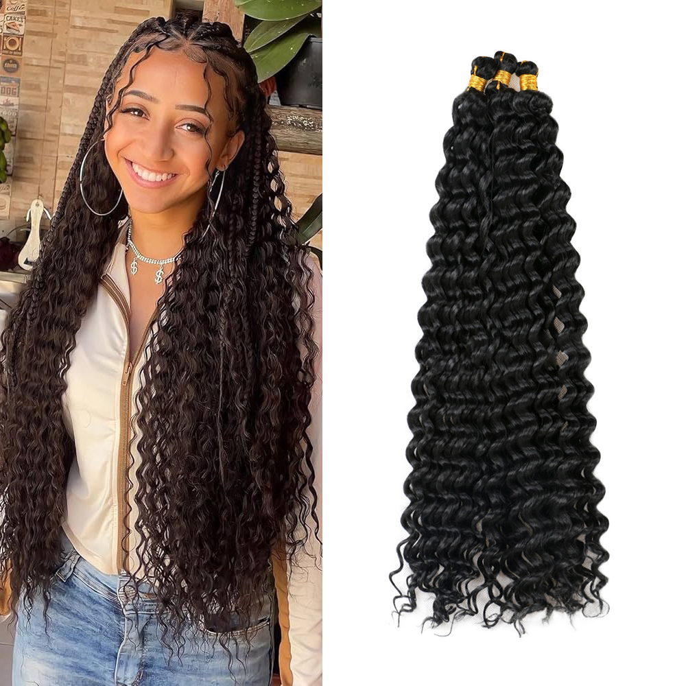 Synthetic Boho Deep Wave Yaki Texture – Bulk & Crochet Curl Hair (22”)