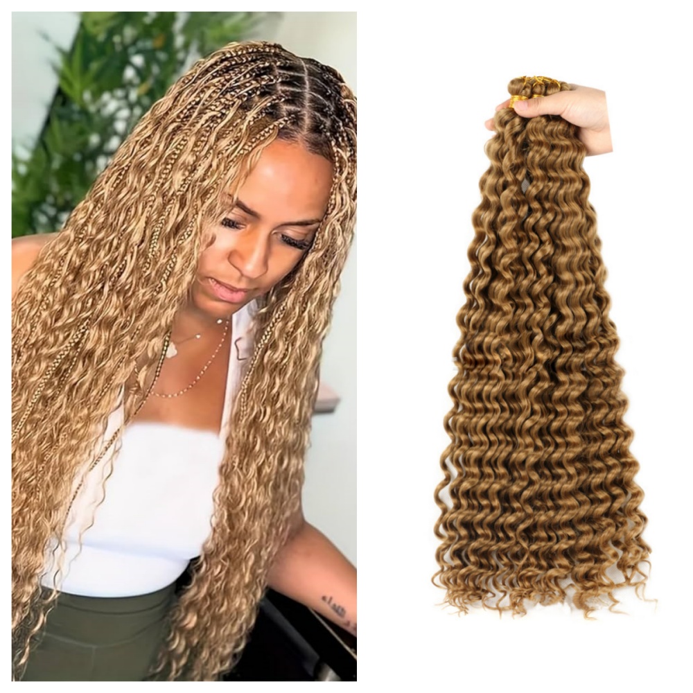 Synthetic Boho Deep Wave Yaki Texture – Bulk & Crochet Curl Hair (22”)