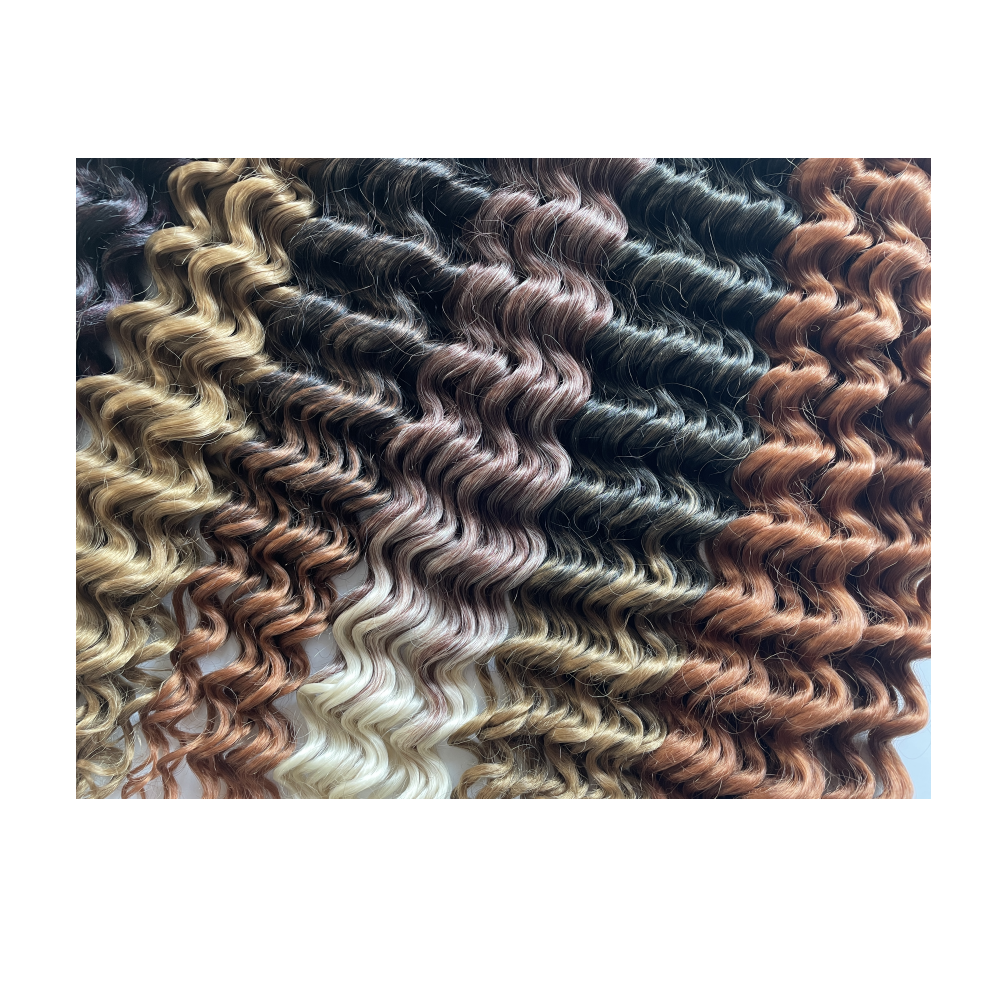 Synthetic Boho Deep Wave Yaki Texture – Bulk & Crochet Curl Hair (22”)