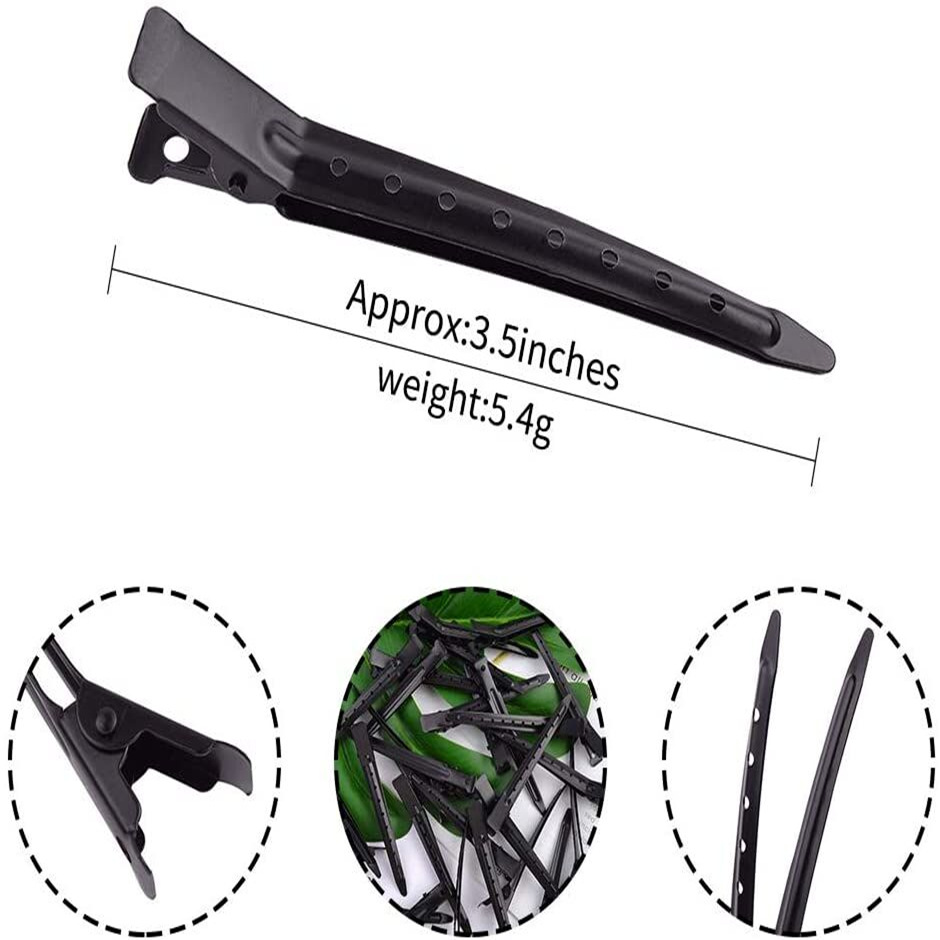Professional Salon Clips | Alligator Hair Clips | High Quality Metal Clips with Holes 12 pcs