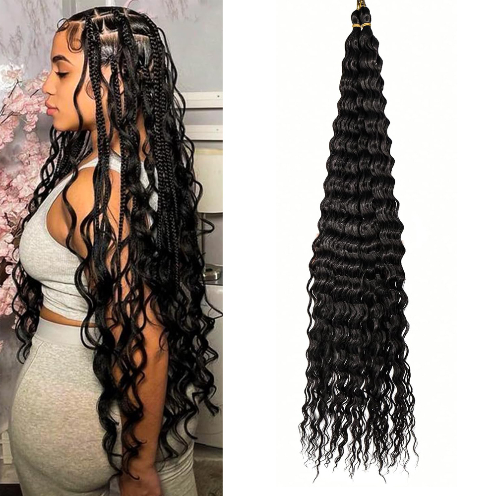 Synthetic Ocean Curl Boho Braiding Hair 30" – Deep Wave Synthetic for Crochet & Bulk