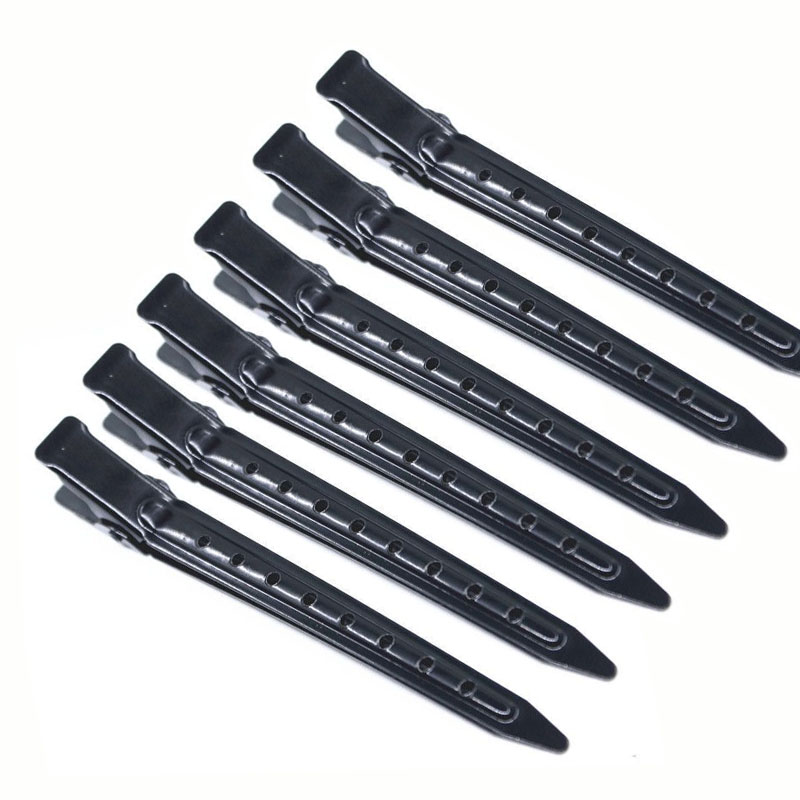 Professional Salon Clips | Alligator Hair Clips | High Quality Metal Clips with Holes 12 pcs