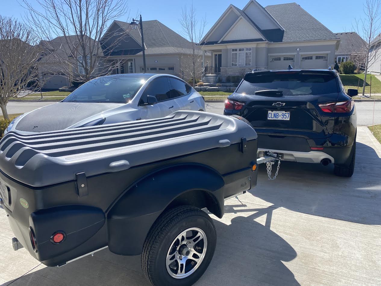 New 2025 black/grey 4x6 covered utility trailer