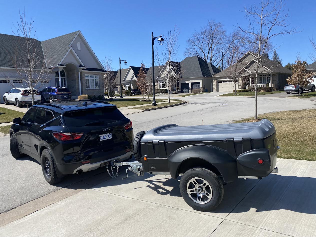 New 2025 black/grey 4x6 covered utility trailer