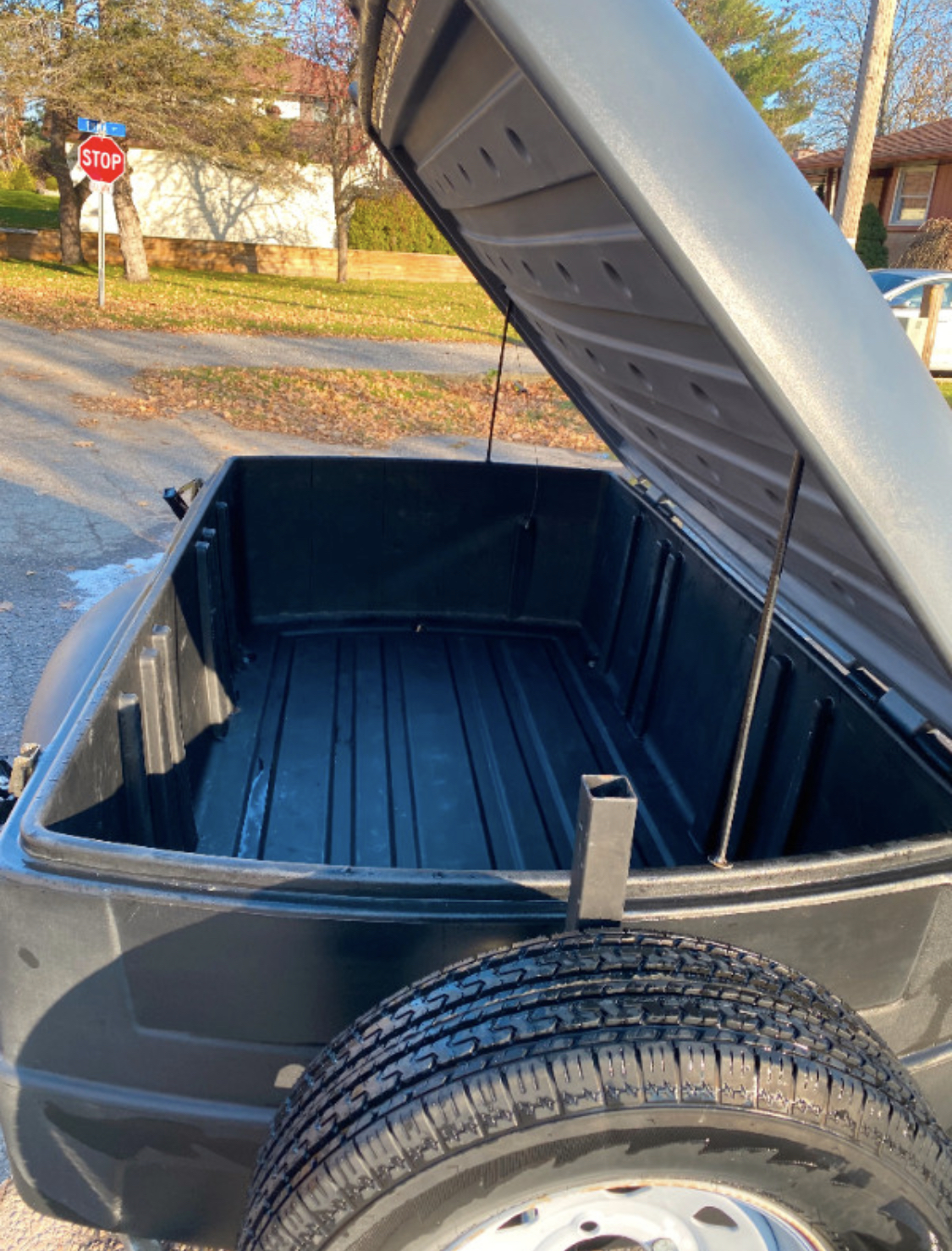 New 2025 black/grey 4x6 covered utility trailer