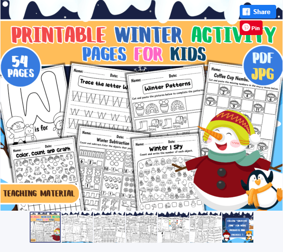Printable Winter Activity Pages for Kids