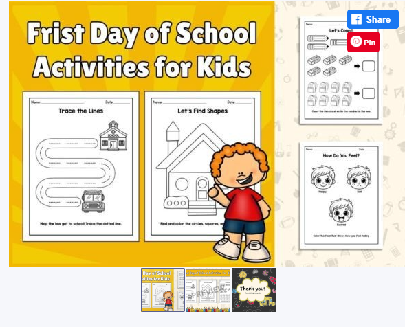 First Day of School Activities for Kids