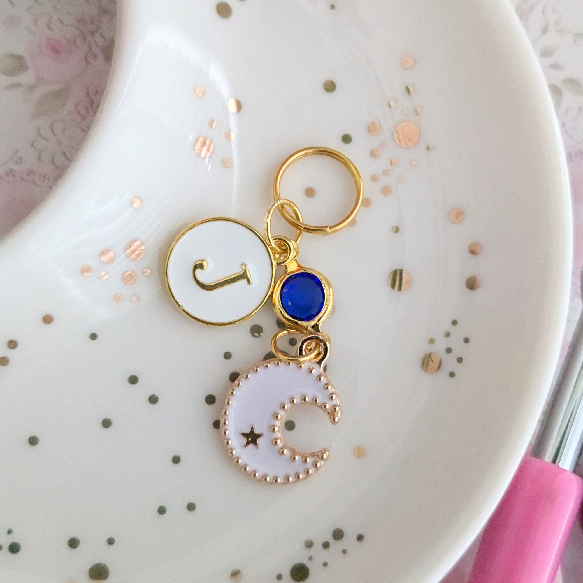 White Moon Stethoscope Charm