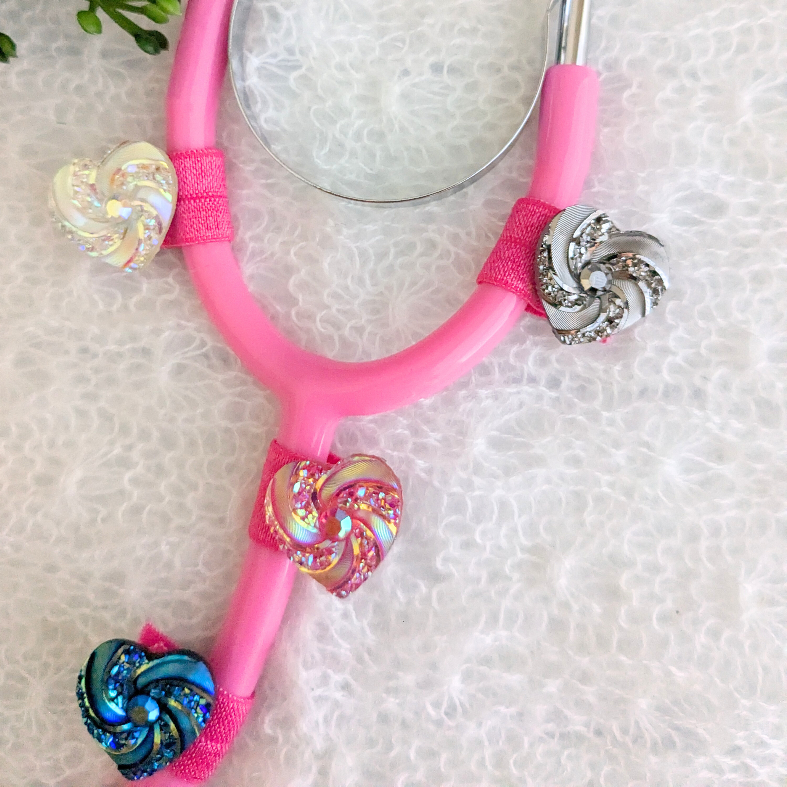 Spinning Glitter Heart Stethoscope Charms