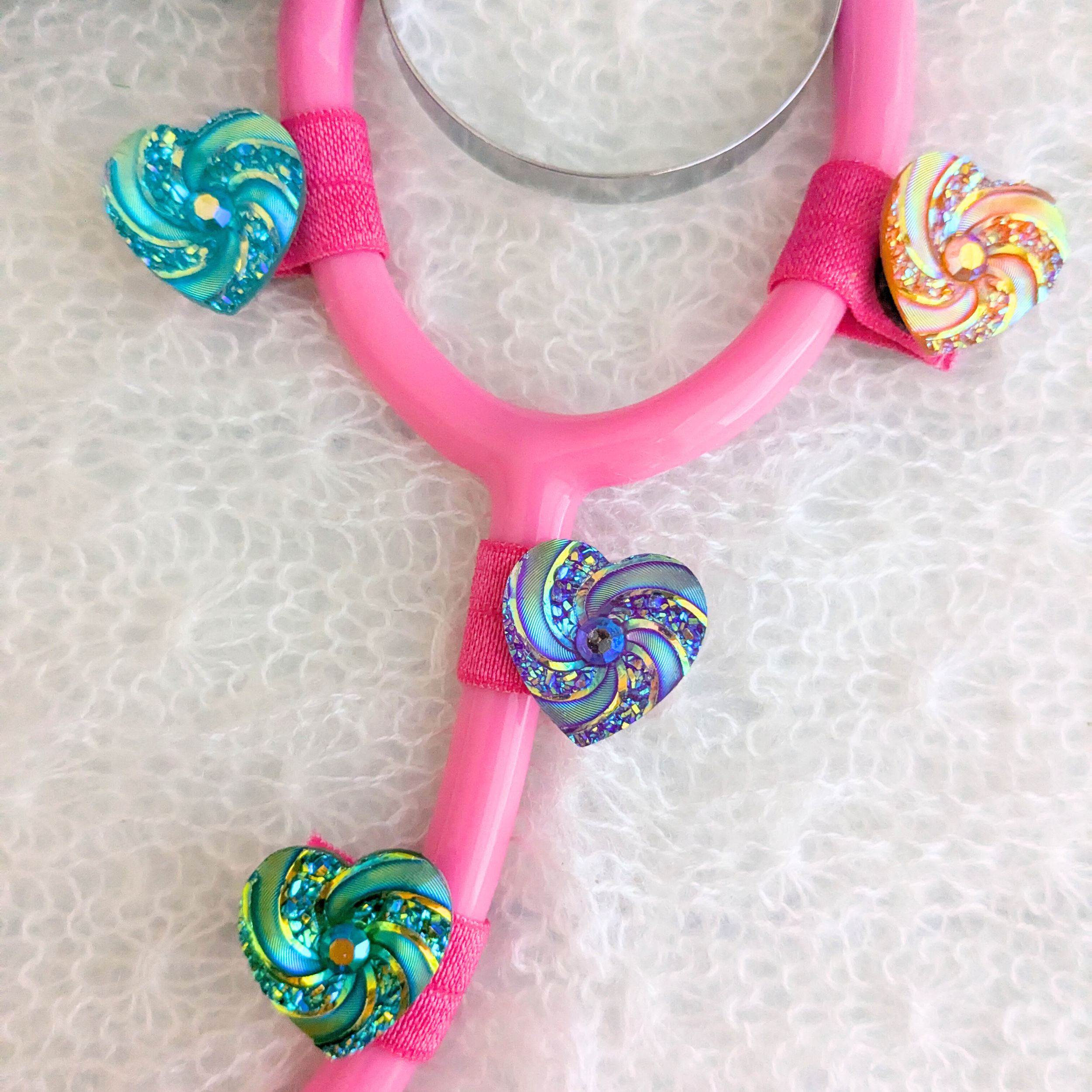 Spinning Glitter Heart Stethoscope Charms