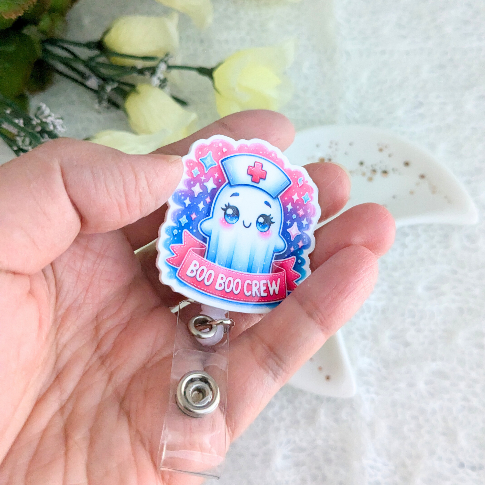 Boo Boo Crew Badge Reel With Swivel Alligator Clip