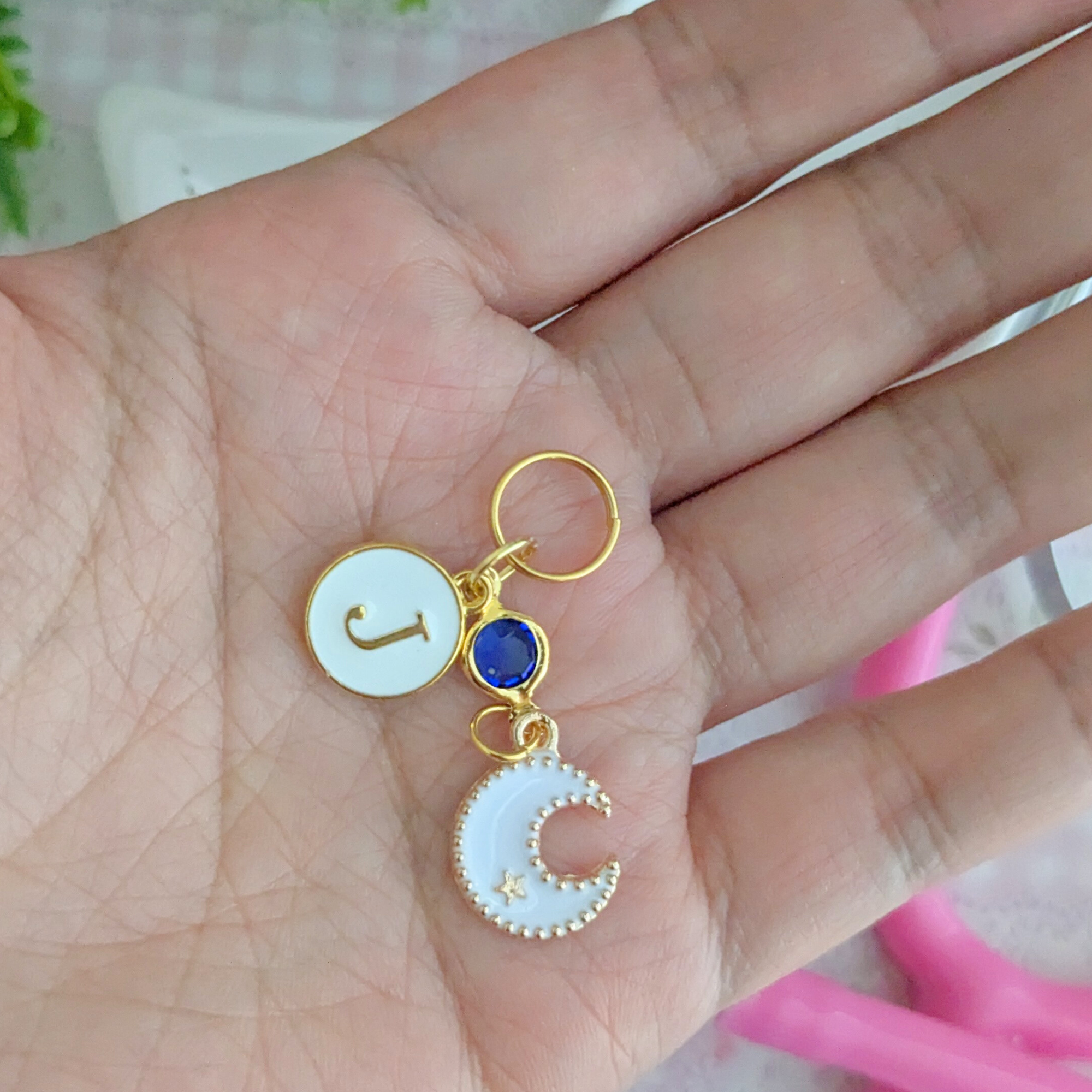 White Moon Stethoscope Charm
